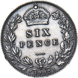 1902 Sixpence - Edward VII British Silver Coin