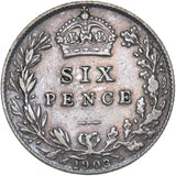 1903 Sixpence - Edward VII British Silver Coin - Nice