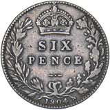 1904 Sixpence - Edward VII British Silver Coin