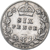 1905 Sixpence - Edward VII British Silver Coin