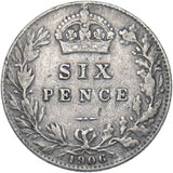 1906 Sixpence - Edward VII British Silver Coin