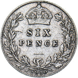 1910 Sixpence - Edward VII British Silver Coin - Nice