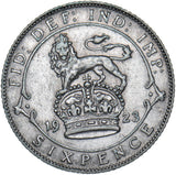 1923 Sixpence - George V British Silver Coin - Nice