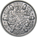 1933 Sixpence - George V British Silver Coin - Very Nice