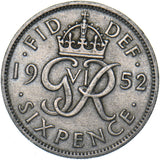 1952 Sixpence - George VI British  Coin - Nice