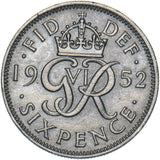 1952 Sixpence - George VI British  Coin - Nice