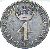 1704 Maundy Fourpence - Anne British Silver Coin