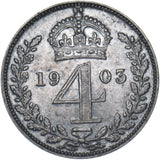 1903 Maundy Fourpence - Edward VII British Silver Coin - Very Nice