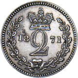 1871 Maundy Twopence - Victoria British Silver Coin - Very Nice