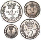 1860 Maundy Set - Victoria British Silver Coins - Very Nice