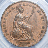 1848 Penny (8 Over 7, PCGS MS 63 RB) - Victoria British Copper Coin - Superb