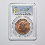 1848 Penny (8 Over 7, PCGS MS 63 RB) - Victoria British Copper Coin - Superb