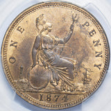 1874 Penny (PCGS MS 63 RB) - Victoria British Bronze Coin - Superb