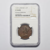 1729 Proof Halfpenny (NGC PF 58 BN) - George II British Copper Coin - Very Nice