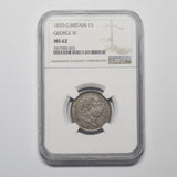 1820 Shilling (NGC MS 62) - George III British Silver Coin - Very Nice