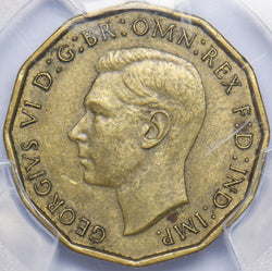 1946 Brass Threepence (PCGS XF 45) - George VI British Coin - Nice