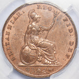 1857 Farthing (PCGS MS 64 RB) - Victoria British Copper Coin - Superb