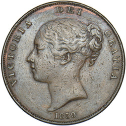 1859 Penny - Victoria British Copper Coin