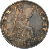 1890 Penny - Victoria British Bronze Coin - Very Nice