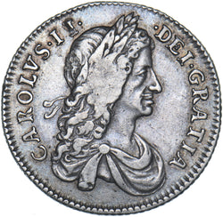 1663 Shilling - Charles II British Silver Coin - Nice