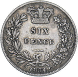 1834 Sixpence - William IV British Silver Coin - Nice