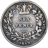 1842 Sixpence - Victoria British Silver Coin