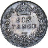 1905 Sixpence - Edward VII British Silver Coin - Very Nice