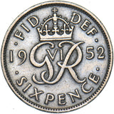 1952 Sixpence - George VI British  Coin