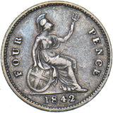 1842 Groat (Fourpence) - Victoria British Silver Coin