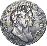 1689 Threepence - William & Mary British Silver Coin - Nice