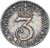 1762 Threepence - George III British Silver Coin - Nice