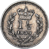 1839 Threehalfpence - Victoria British Silver Coin - Very Nice