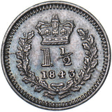 1843 Threehalfpence - Victoria British Silver Coin - Very Nice