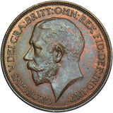 1921 Halfpenny - George V British Bronze Coin - Very Nice