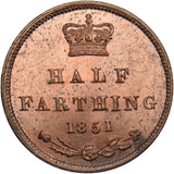 1851 Half Farthing - Victoria British Copper Coin - Superb