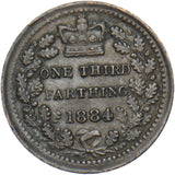 1884 Third Farthing - Victoria British Bronze Coin - Nice