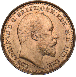 1902 Third Farthing - Edward VII British Bronze Coin - Superb