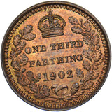 1902 Third Farthing - Edward VII British Bronze Coin - Very Nice