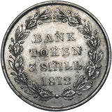 1812 3 Shillings Bank Token - George III British Silver Coin - Nice