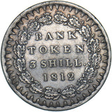 1812 3 Shillings Bank Token - George III British Silver Coin - Nice