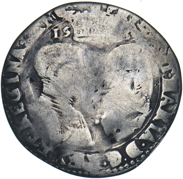 1555 Shilling - Philip & Mary British Silver Hammered Coin