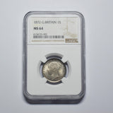 1872 Shilling (NGC MS 64) - Victoria British Silver Coin - Superb