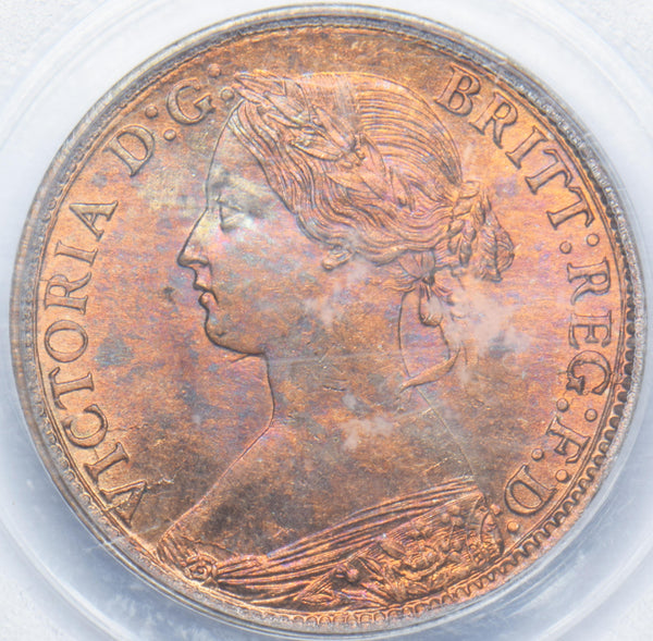 1860 Farthing (PCGS MS 64 RD) - Victoria British Bronze Coin - Superb