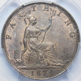 1873 Farthing (PCGS MS 64 RB) - Victoria British Bronze Coin - Superb