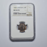 1883 Farthing (NGC MS 64 BN) - Victoria British Bronze Coin - Superb