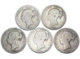 1881 - 1886 Halfcrowns Lot (5 Coins) - Victoria British Silver Coins