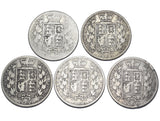 1881 - 1886 Halfcrowns Lot (5 Coins) - Victoria British Silver Coins