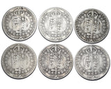 1887 - 1892 Halfcrowns Lot (6 Coins) - Victoria British Silver Coins - Date Run