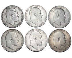 1902 - 1910 Halfcrowns Lot (6 Coins) - Edward VII British Silver Coins