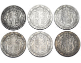 1902 - 1910 Halfcrowns Lot (6 Coins) - Edward VII British Silver Coins